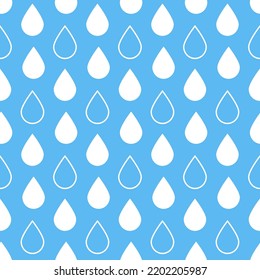 Papel digital con lluvia de gota de agua plana, fondo blanco azul para textil, decoración y raspillera