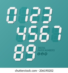 Digital paper numbers set. Vector.
