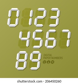 Digital paper numbers set. Vector.