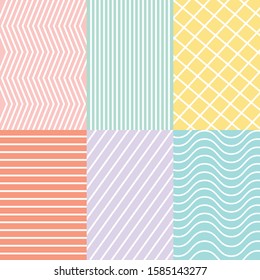 
Digital paper pack, set of 6 abstract patterns. Abstract geometric backgrounds. Vector illustration