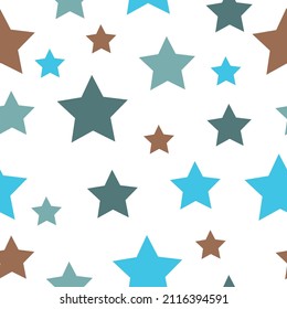 Digital Paper for Scrapbook Rainbow bright colors Stars Pattern seamless texture Holiday joyful pattern with multicolored grey and blue vector stars on white background. Festive Stars Wallpaper.
