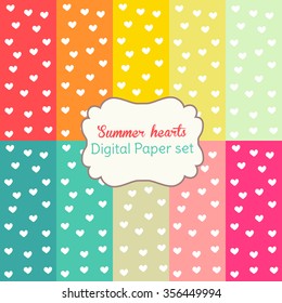 digital paper set with hearts