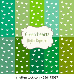 digital paper set with hearts