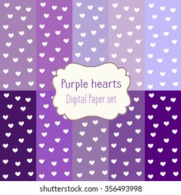 digital paper set with hearts