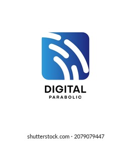 Digital Parabolic Line In Blue Shape Negative Space Vector Logo Template For Finance Or Internet Company