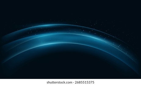 Tecnología de partículas digital con fondo Abstractas de curva brillante azul