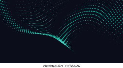 digital particle waves abstract green background