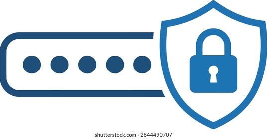Digital password input field secured by shield lock icon symbolizing protection and safety