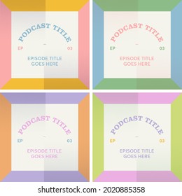 digital pastel color palette vintage halftone texture podcast cover art template bundle