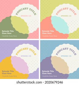 Digital pastel colour scheme podcast cover art template bundle with trendy style