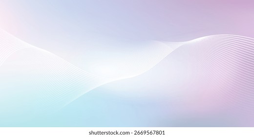Digital pastel gradient background, background with soft pink and blue hues, background featuring smooth, flowing wave patterns. Minimal abstract gradient wavy line vector digital background. Eps10