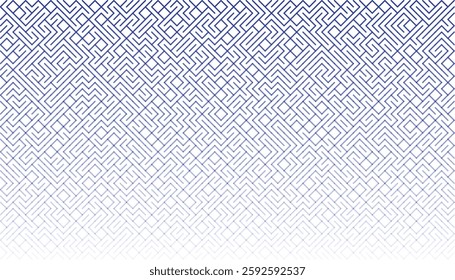 A digital pattern is displayed, featuring a network of interconnected, angular lines against a gradient background transitioning from white to a light blue