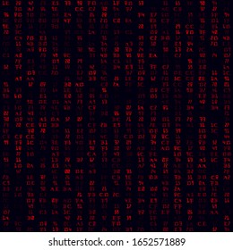 Digital pattern featuring red filled hexadecimal pairs in a seamless design. An abstract and futuristic vector illustration.