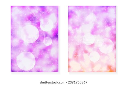 Digital Pattern. Purple Round Presentation. Rainbow Shape. Geometric Background. Vibrant Dots. Space Multicolor Elements. Memphis Flyer. Soft Banner. Blue Digital Pattern