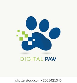 Digital paw. paw icon. Paw logo flat vector 