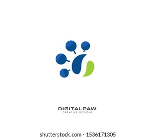 Digital Paw logo. Paw sensor logo, fingerprint illustration