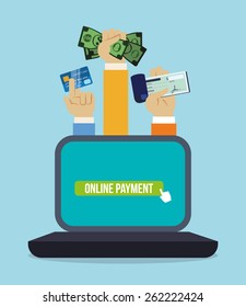 Digital payment design over blue background, vector illustration.