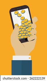 Digital payment design over yellow background, vector illustration.
