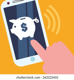 Digital payment design over yellow background, vector illustration.