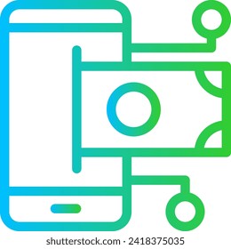 Digital payment digitalization business icon with blue and green gradient outline style. digital, internet, phone, mobile, technology, business, banking. Vector Illustration