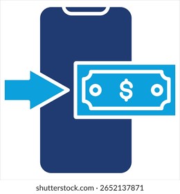 Digital Payment Flat Blue Icon Vector Illustration