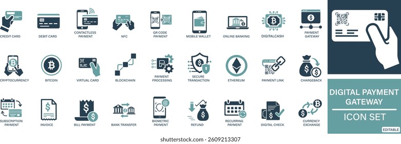 Digital Payment Gateway Icon Set
