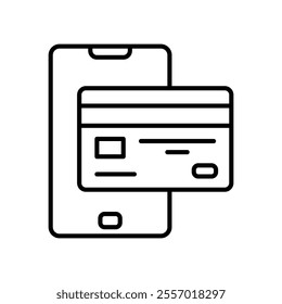 Digital payment icon with mobile banking and credit card
