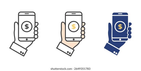 Ícones de pagamento digital configurados com a mão. Ilustração vetorial.