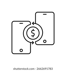 Icono de línea de pago digital: transacción en línea y servicio financiero
