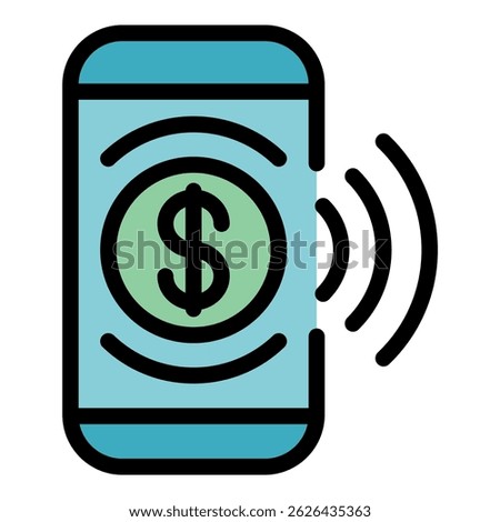 Digital payment mobile icon. Outline digital payment mobile vector icon color flat isolated