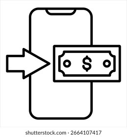 Digital Payment Outline Icon Vector Illustration
