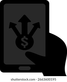 Digital payment platform icon and user interaction transfer to multiple destinations to multiple accounts at once, or transfer to different accounts