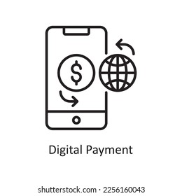 Digital Payment Vector Outline Icon Design illustration. Shopping and E-Commerce Symbol on White background EPS 10 File