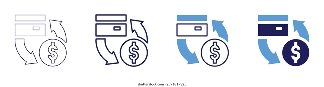 Digital payment verification icon in 4 different styles. Thin Line, Line, Bold Line, Duotone. Duotone style. Editable stroke.