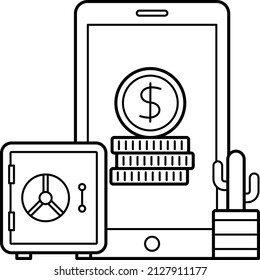 Digital Payments or treasure Vector Icon Design, Money Management Symbol, Leverage or debt Sign, Capital markets and investments stock illustration, Virtual Bank Concept, 