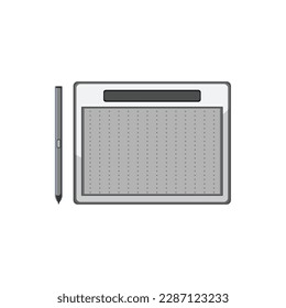 caricatura digital para la exhibición de bolígrafos. tecnología de tableta, signo de visualización de lápiz digital gráfico de computadora. ilustración vectorial de símbolo aislado