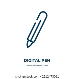Digital Pen Icon. Linear Vector Illustration From Computer Functions Collection. Outline Digital Pen Icon Vector. Thin Line Symbol For Use On Web And Mobile Apps, Logo, Print Media.