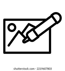 Vector de contorno de icono de lápiz digital. Diseño informático. Estilo de almohadilla