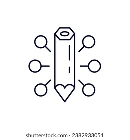 Digital pencil . Automatic text generator, AI writing, artificial intelligence copywriter, automatic analytics .  Vector linear icon isolated on white background.