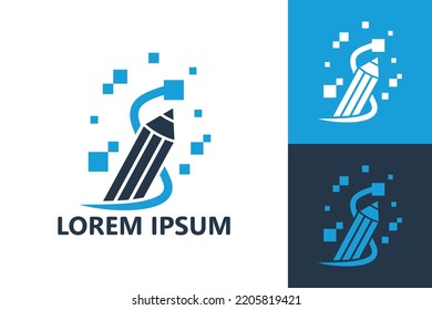 Vector de diseño de plantillas de logotipo de lápiz digital