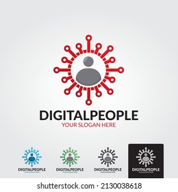 Digital people logo template - vector