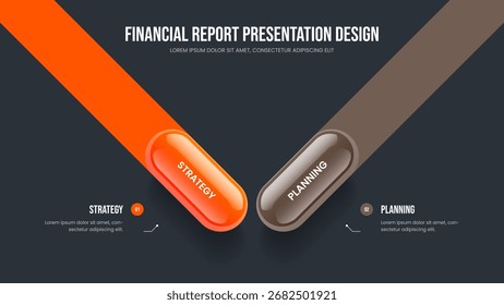 Layout de apresentação infográfica de 2 passos de desempenho digital. Ilustração do vetor do projeto do quadro da análise de mercado. Modelo de Apresentação de Slides de Diagrama de Duas Opções de Visualização Moderna.