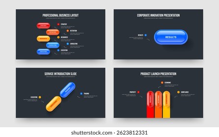 Desempenho Digital Coleção de Ilustrações de Vetor de Layout de Slide de Diagrama de Opções Cinco Um Dois Três. Desenvolvimento de Marketing 5 1 2 3 Passo Infográfico Quadro Design Set.