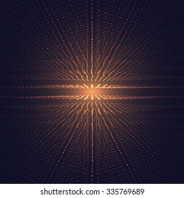 Digital perspective grid with glowing stars. Futuristic infinity illusion of depth. Abstract vector background for ads EPS10