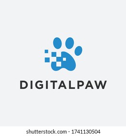 Digital Pet Logo. Paw Icon