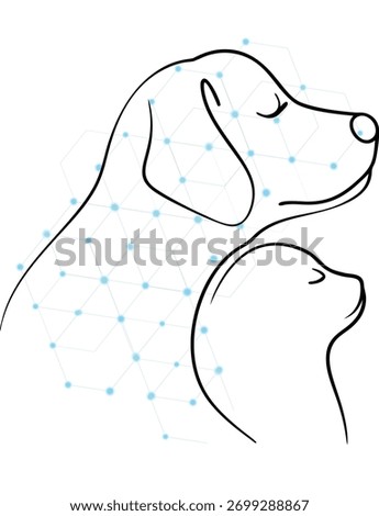Digital Pet Network Illustration with Dog and Cat Connected by Abstract Technology Promoting Pet Tech Innovation and Veterinary Digital Solutions for Animal Healthcare and Wellness