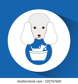 digital pet shop with poodle and dog grooming vector illustration eps 10