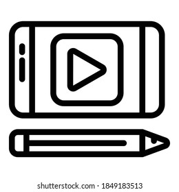 Digital phone course icon. Outline digital phone course vector icon for web design isolated on white background