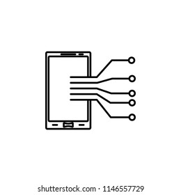 digital phone icon. Element of intelligence icon for mobile concept and web apps. Thin line digital phone icon can be used for web and mobile on blue background
