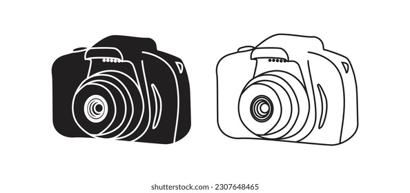 Digital photo camera. 3D Icon isolated on white background.Camera vector icon. Photo line vector icon minimalistic flat design.vector line photo icons set on white background.